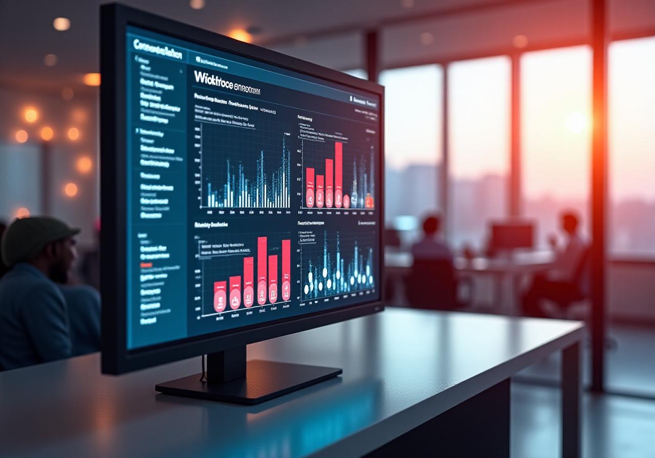 Workforce Analytics Dashboard showing heatmaps and predictive trends